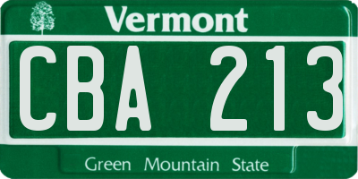 VT license plate CBA213