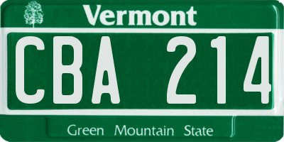 VT license plate CBA214