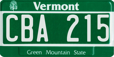 VT license plate CBA215