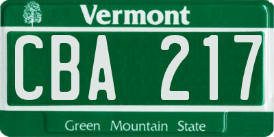 VT license plate CBA217