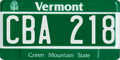 VT license plate CBA218