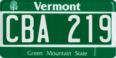 VT license plate CBA219