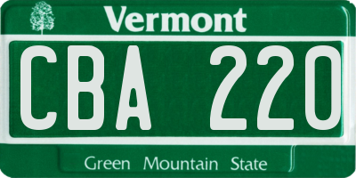 VT license plate CBA220