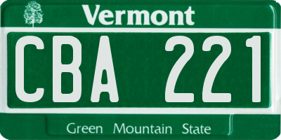 VT license plate CBA221