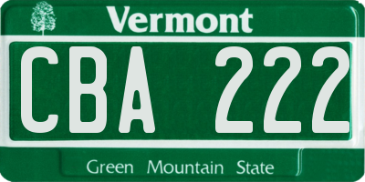 VT license plate CBA222