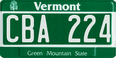 VT license plate CBA224