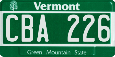 VT license plate CBA226