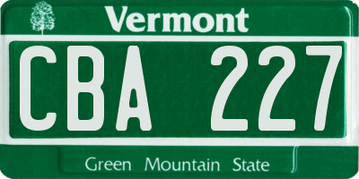VT license plate CBA227