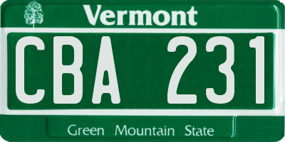 VT license plate CBA231