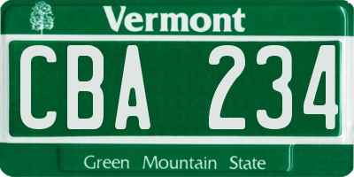 VT license plate CBA234