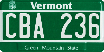 VT license plate CBA236