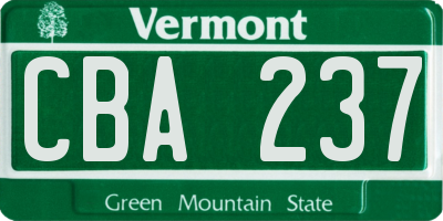 VT license plate CBA237