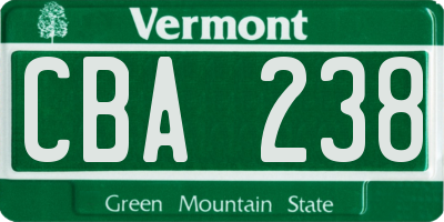 VT license plate CBA238