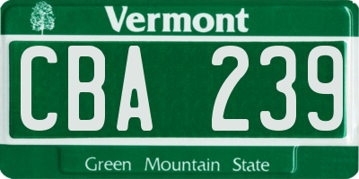 VT license plate CBA239