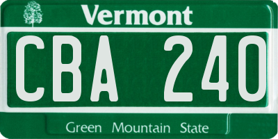 VT license plate CBA240