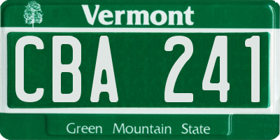 VT license plate CBA241