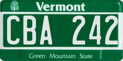 VT license plate CBA242