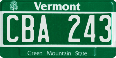 VT license plate CBA243