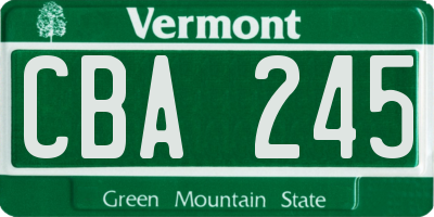 VT license plate CBA245