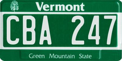 VT license plate CBA247