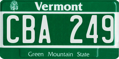 VT license plate CBA249