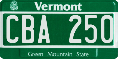 VT license plate CBA250