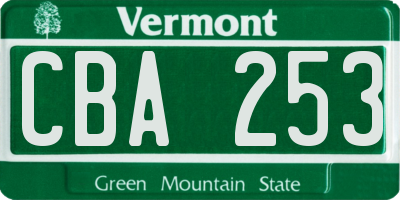 VT license plate CBA253