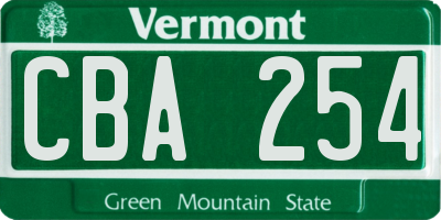 VT license plate CBA254