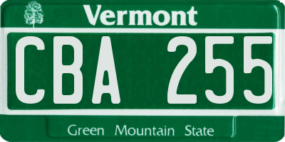 VT license plate CBA255