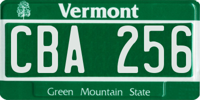 VT license plate CBA256