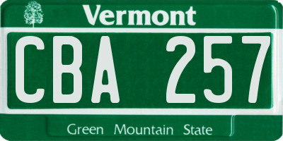 VT license plate CBA257