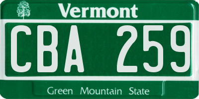 VT license plate CBA259