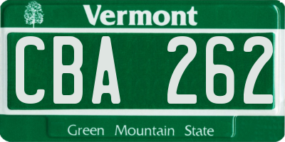 VT license plate CBA262