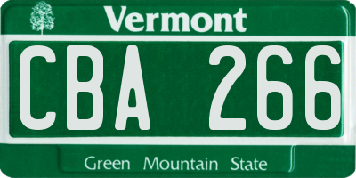 VT license plate CBA266