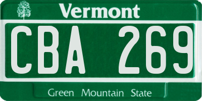 VT license plate CBA269