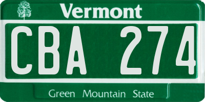 VT license plate CBA274