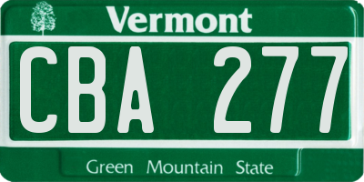 VT license plate CBA277