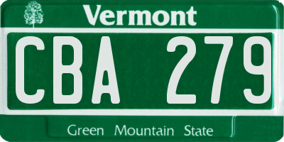 VT license plate CBA279