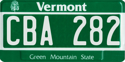 VT license plate CBA282