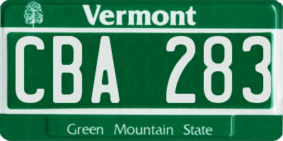 VT license plate CBA283