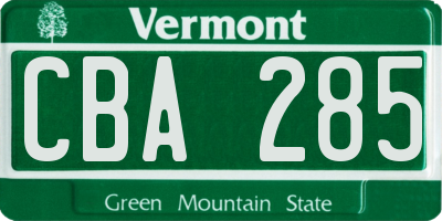 VT license plate CBA285