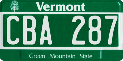 VT license plate CBA287