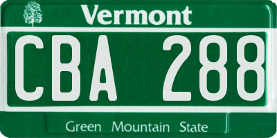 VT license plate CBA288