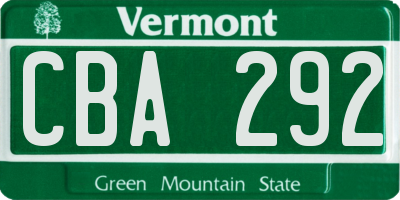 VT license plate CBA292
