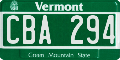 VT license plate CBA294