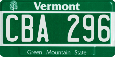 VT license plate CBA296