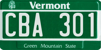 VT license plate CBA301