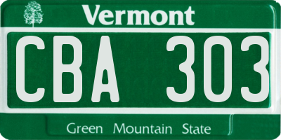 VT license plate CBA303