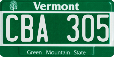 VT license plate CBA305