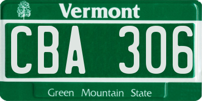 VT license plate CBA306